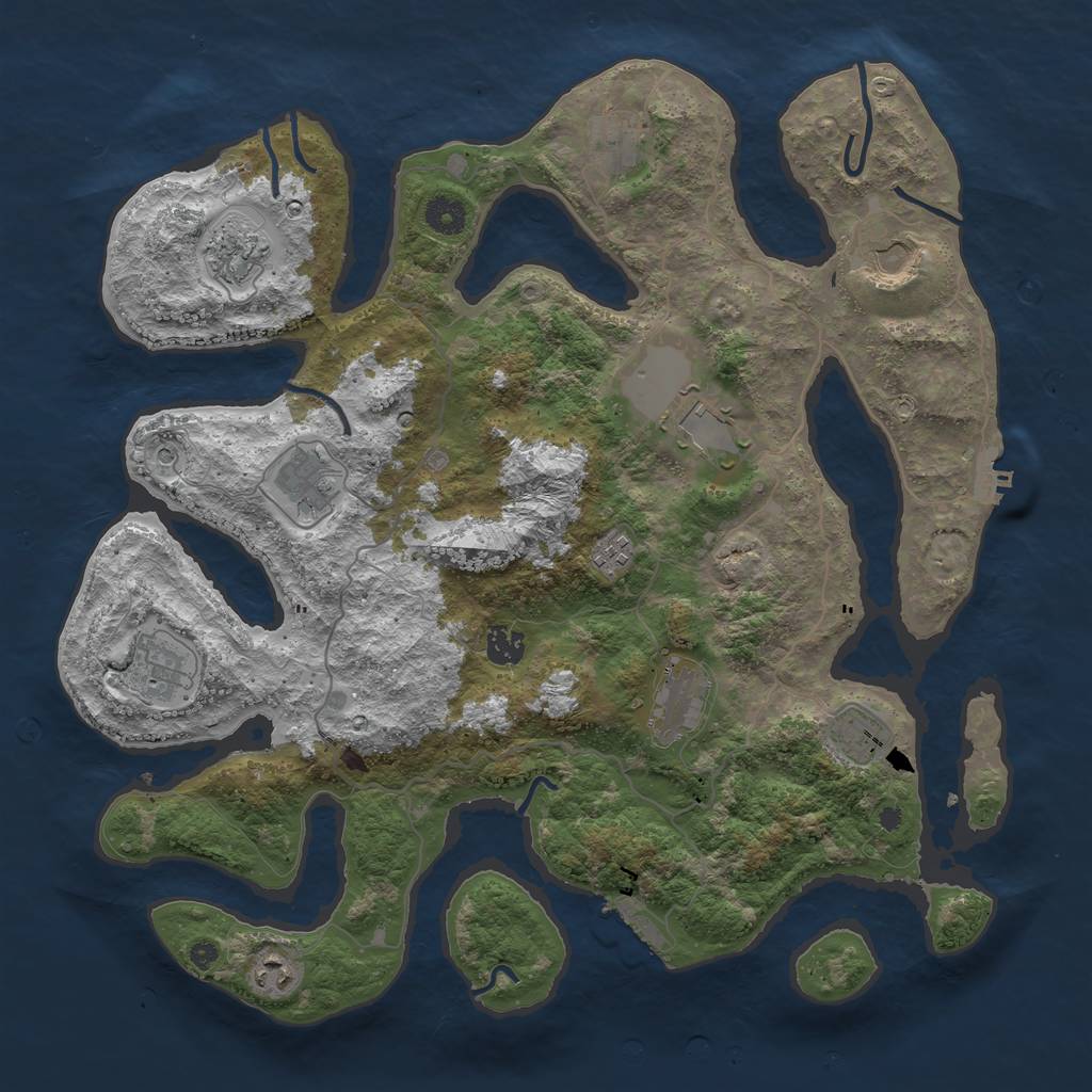 Rust Map: Procedural Map, Size: 4096, Seed: 551406, 16 Monuments