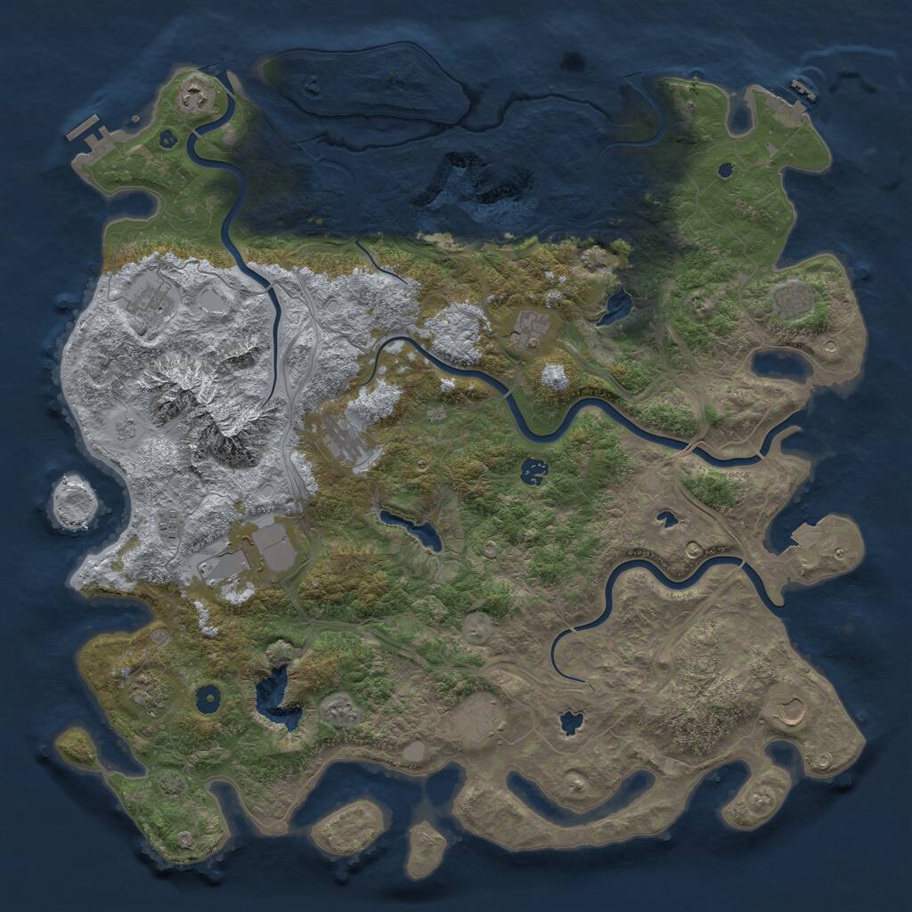 Rust Map: Procedural Map, Size: 5000, Seed: 691203, 17 Monuments