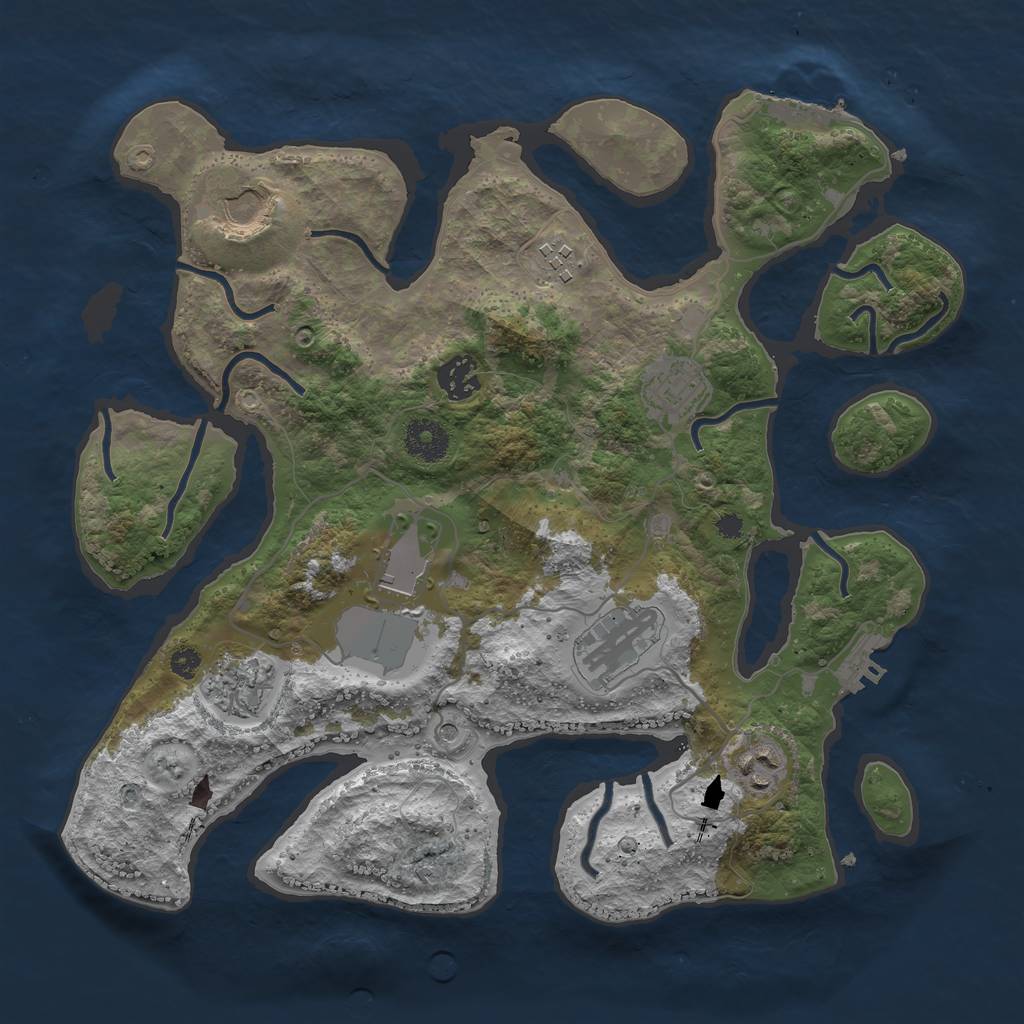 Rust Map: Procedural Map, Size: 3500, Seed: 913537461, 13 Monuments
