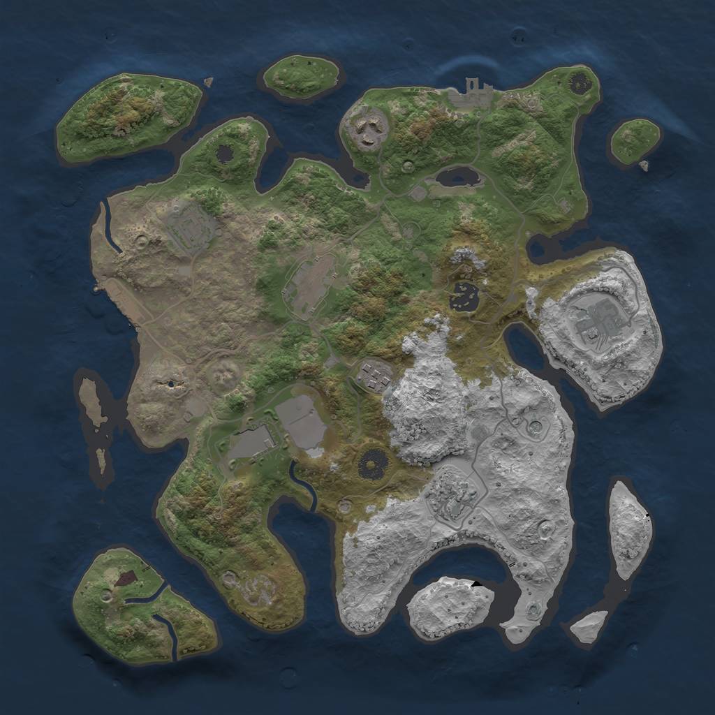 Rust Map: Procedural Map, Size: 3500, Seed: 61015887, 13 Monuments