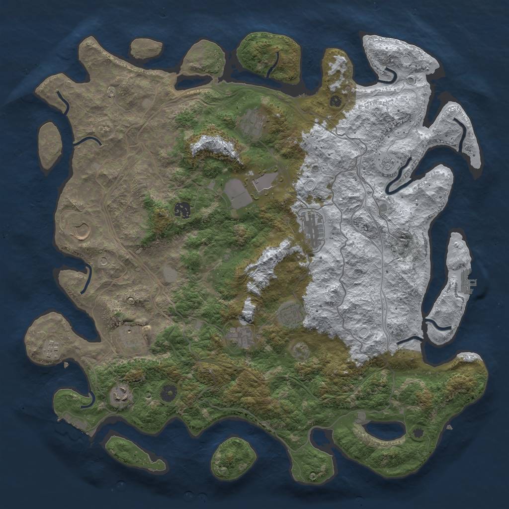 Rust Map: Procedural Map, Size: 4500, Seed: 1301907003, 19 Monuments