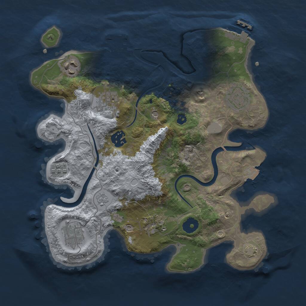 Rust Map: Procedural Map, Size: 3000, Seed: 7828741, 13 Monuments