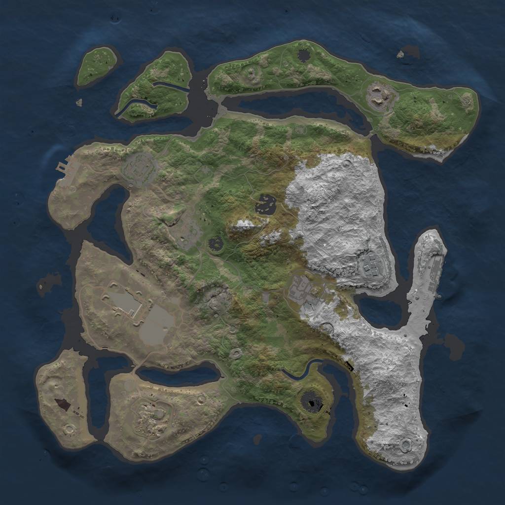 Rust Map: Procedural Map, Size: 3500, Seed: 68143452, 12 Monuments
