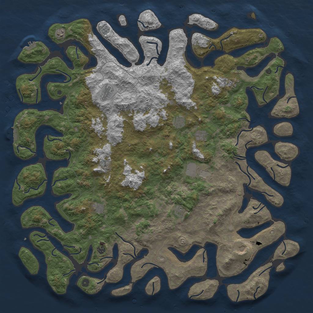 Rust Map: Procedural Map, Size: 6000, Seed: 698921481, 16 Monuments