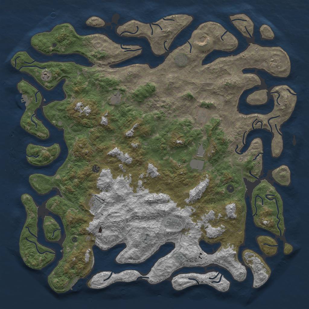 Rust Map: Procedural Map, Size: 6000, Seed: 23952922, 16 Monuments