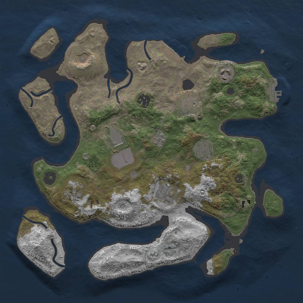 Rust Map: Procedural Map, Size: 3500, Seed: 494903, 14 Monuments