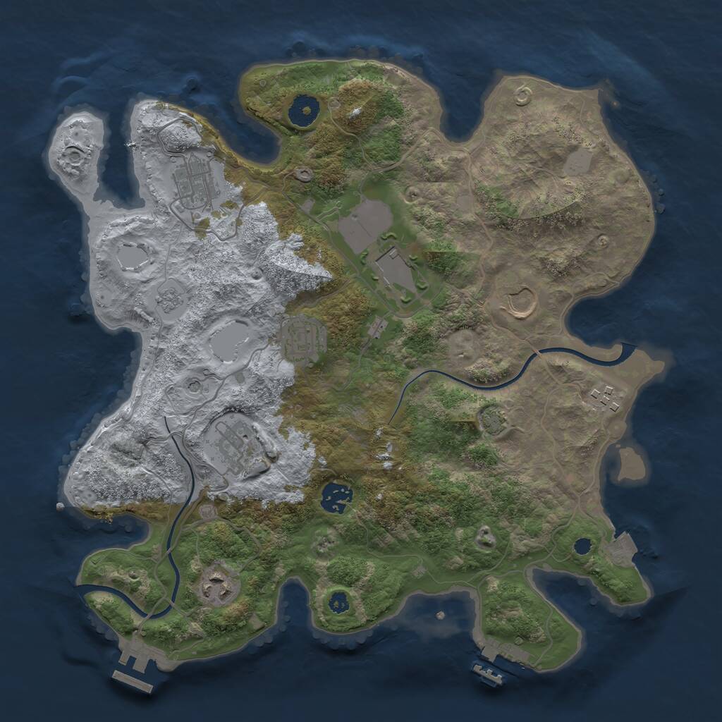 Rust Map: Procedural Map, Size: 3500, Seed: 906493, 14 Monuments