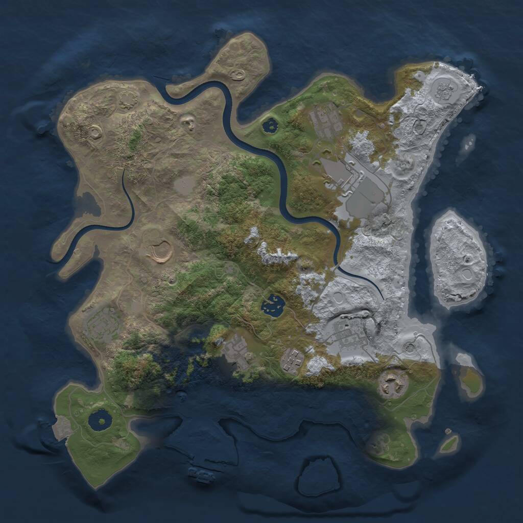 Rust Map: Procedural Map, Size: 3500, Seed: 1230887123, 14 Monuments