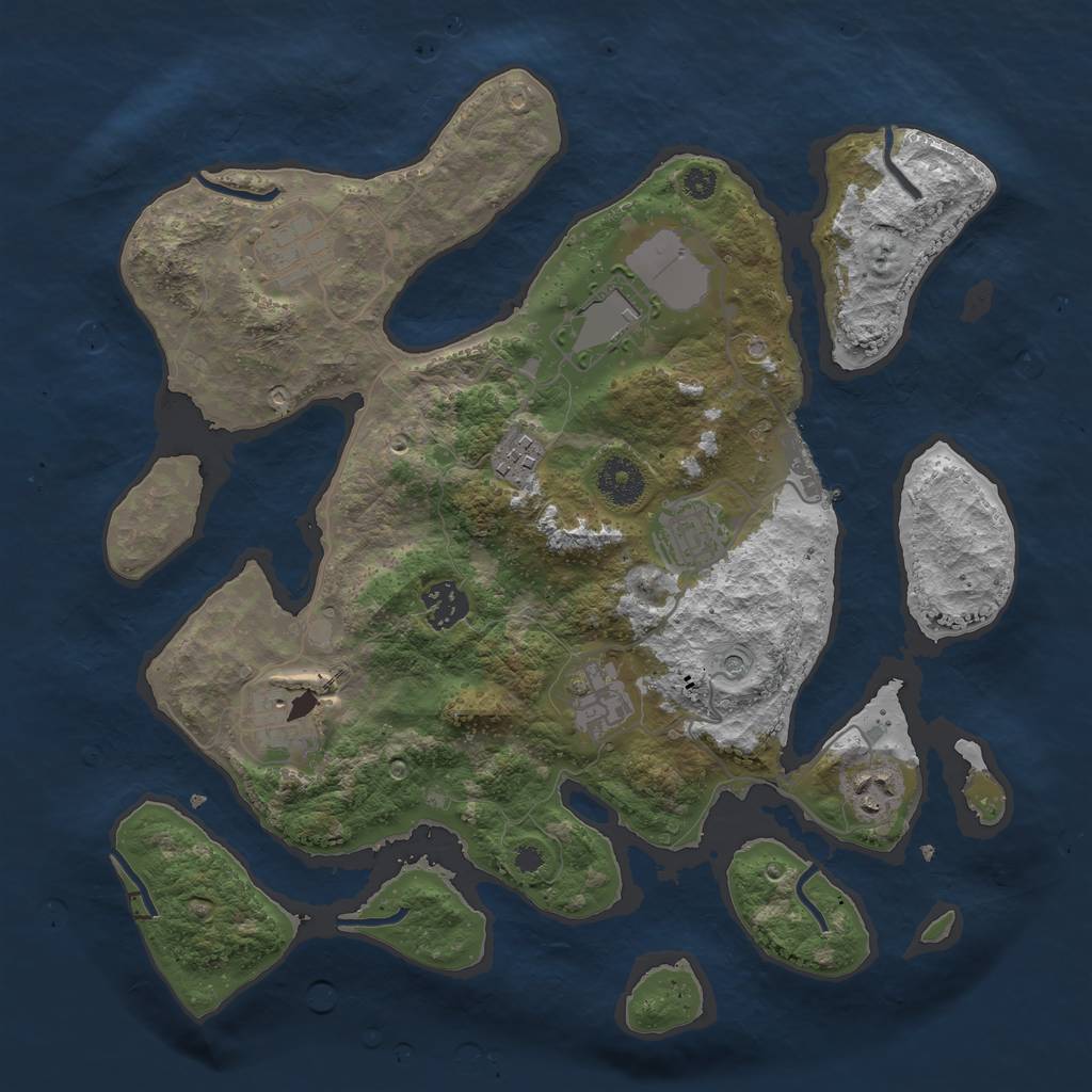 Rust Map: Procedural Map, Size: 3500, Seed: 1230887123, 12 Monuments