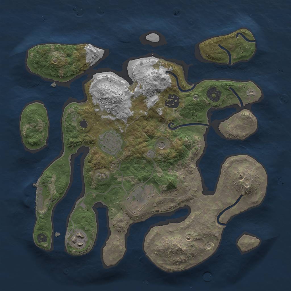 Rust Map: Procedural Map, Size: 3000, Seed: 1193380346, 8 Monuments