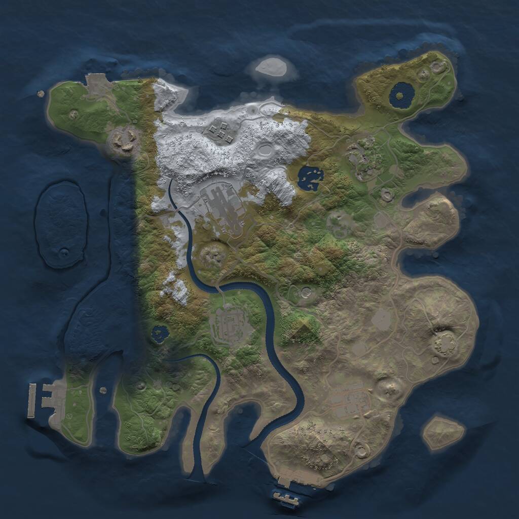 Rust Map: Procedural Map, Size: 3000, Seed: 1193380346, 12 Monuments
