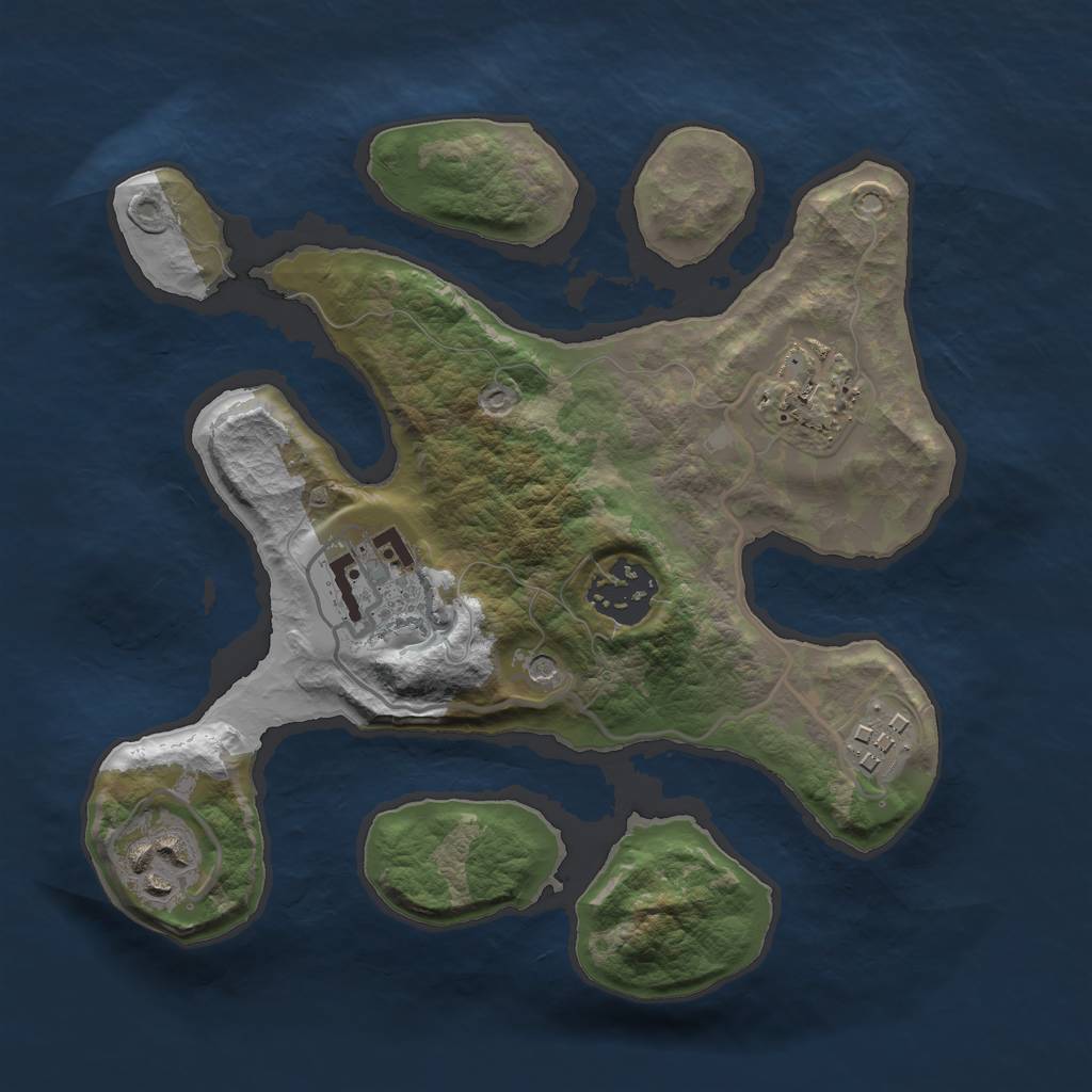 Rust Map: Barren, Size: 2500, Seed: 74445985, 8 Monuments