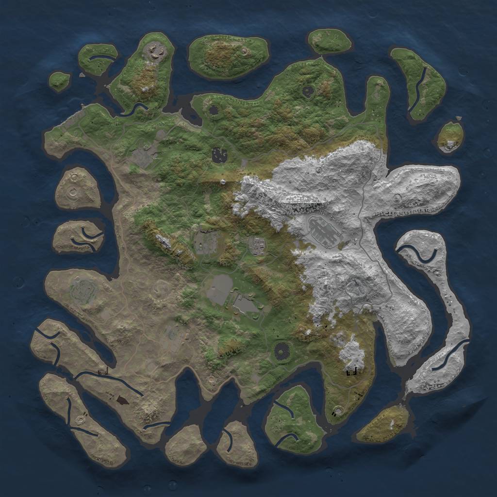 Rust Map: Procedural Map, Size: 4500, Seed: 324324232, 13 Monuments