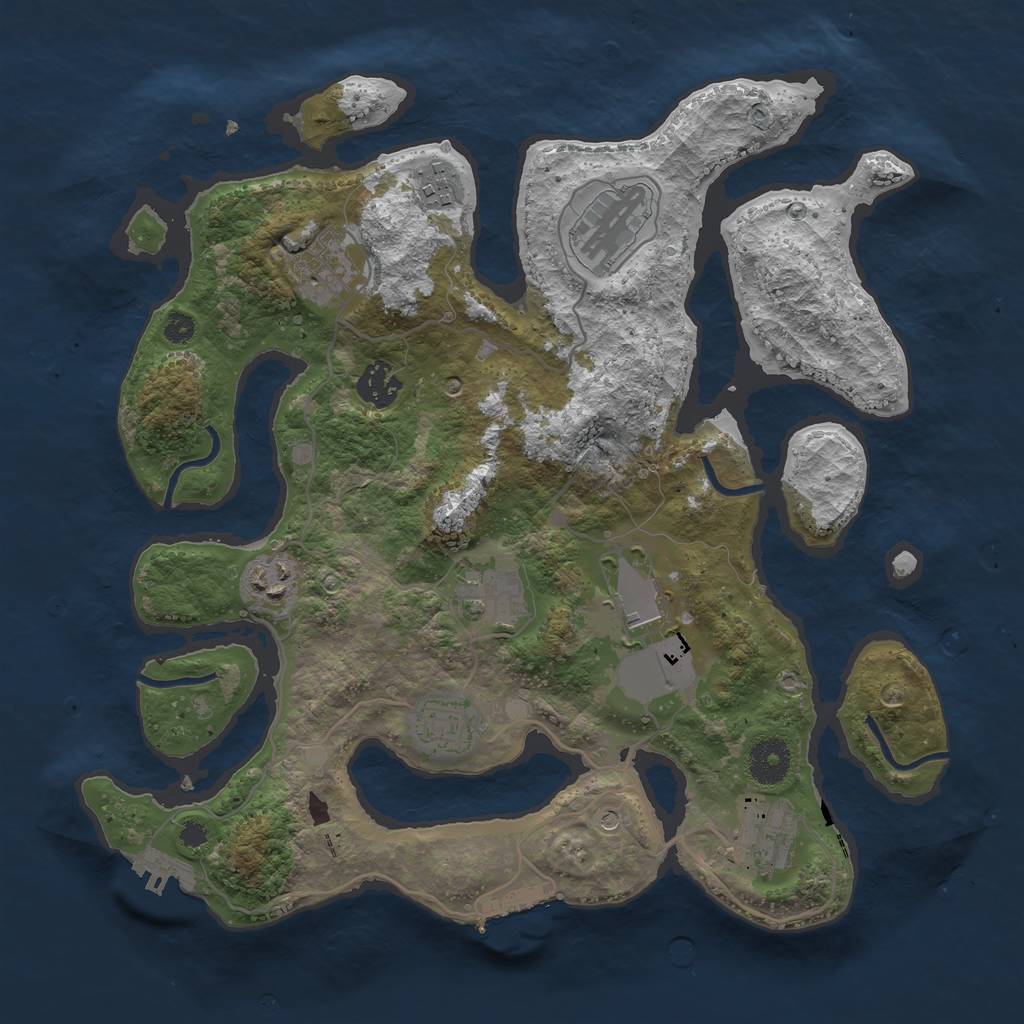 Rust Map: Procedural Map, Size: 3500, Seed: 366026810, 14 Monuments