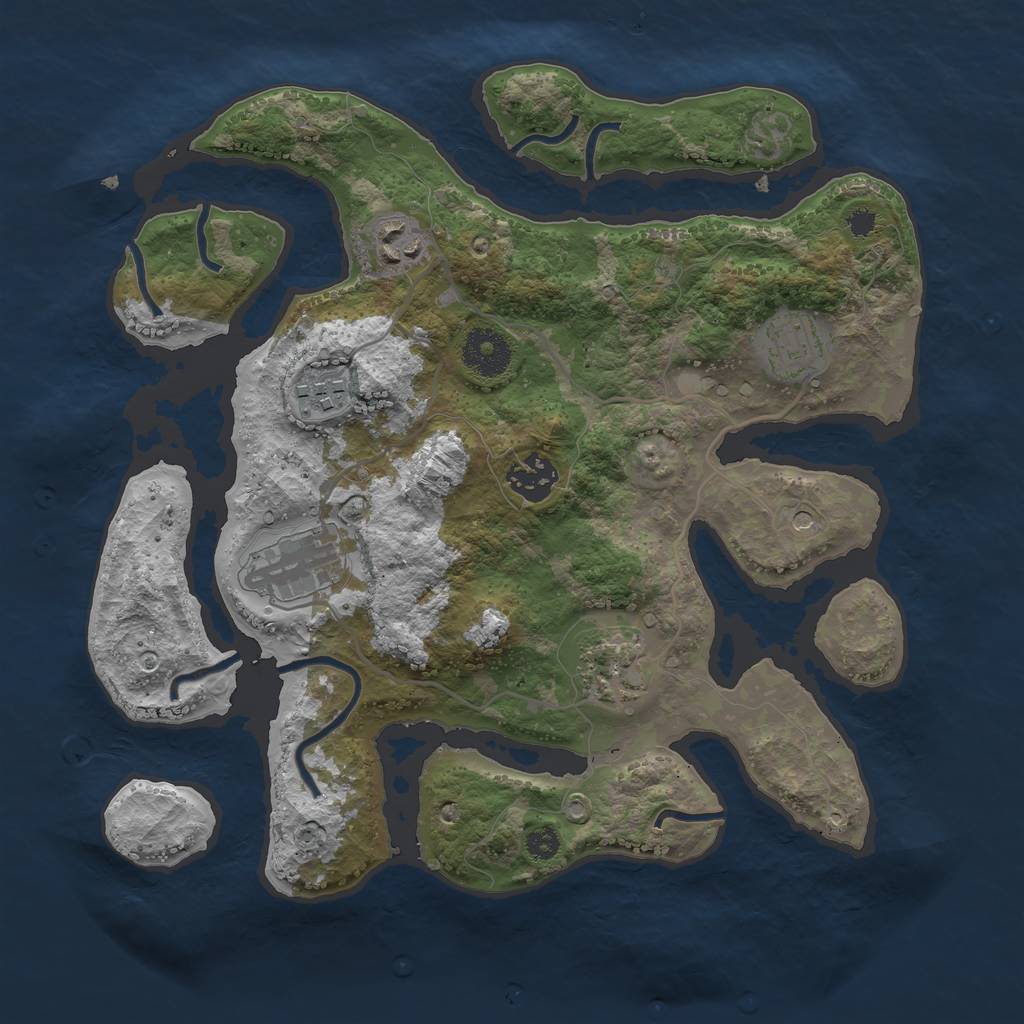 Rust Map: Procedural Map, Size: 3200, Seed: 3423, 9 Monuments