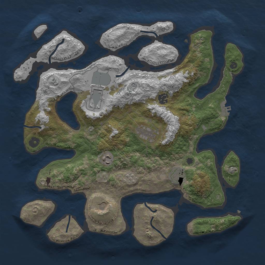 Rust Map: Procedural Map, Size: 3800, Seed: 646110368, 11 Monuments