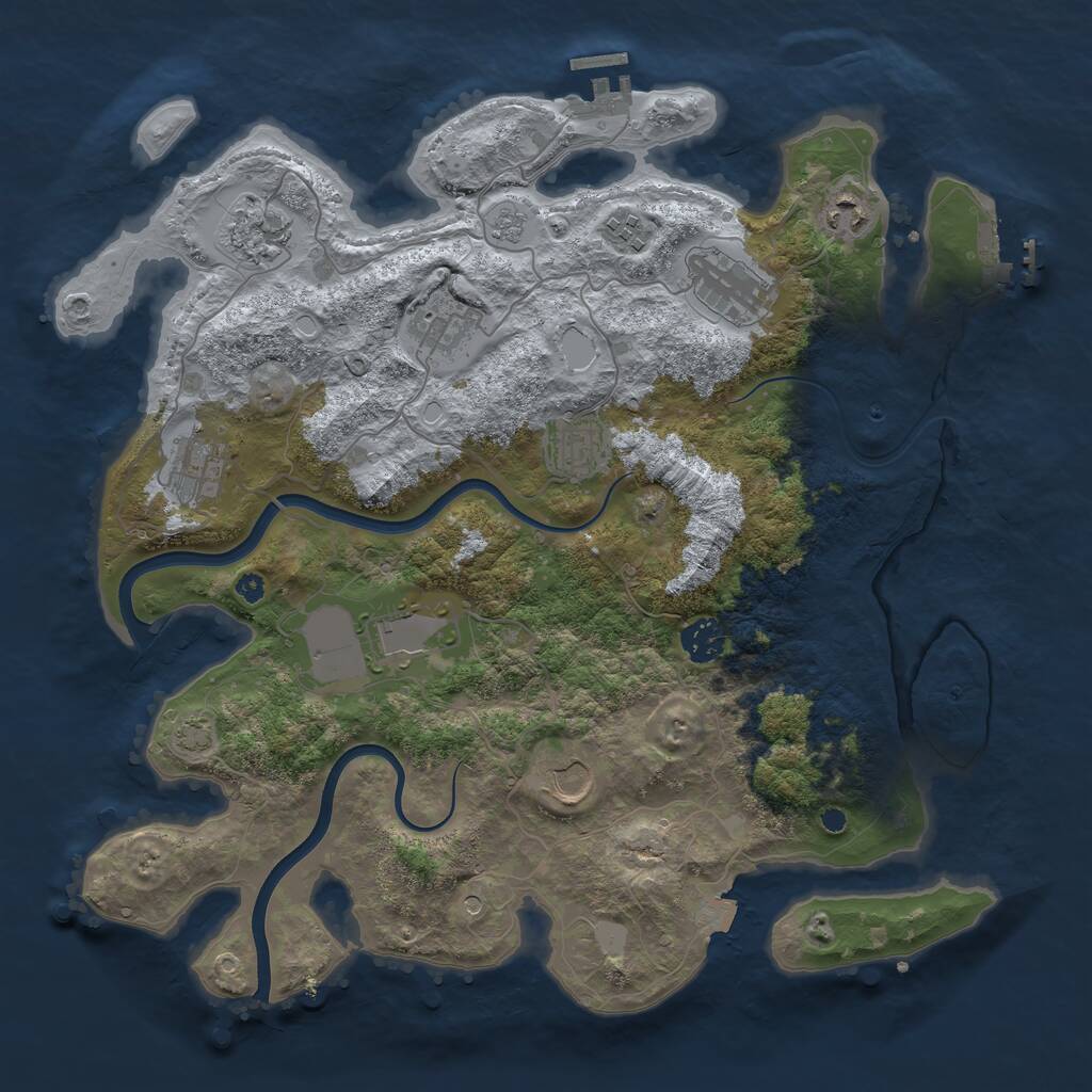 Rust Map: Procedural Map, Size: 3800, Seed: 646110368, 16 Monuments