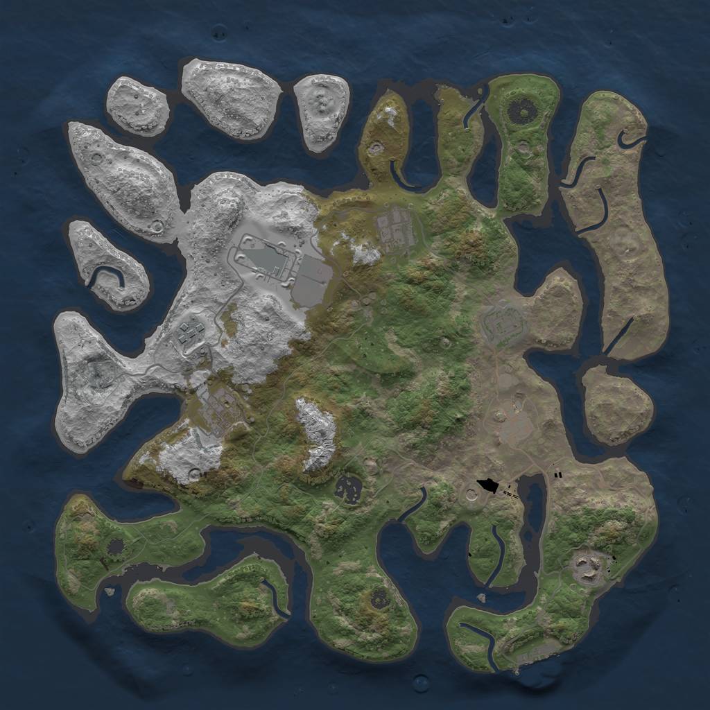 Rust Map: Procedural Map, Size: 3800, Seed: 10107, 12 Monuments