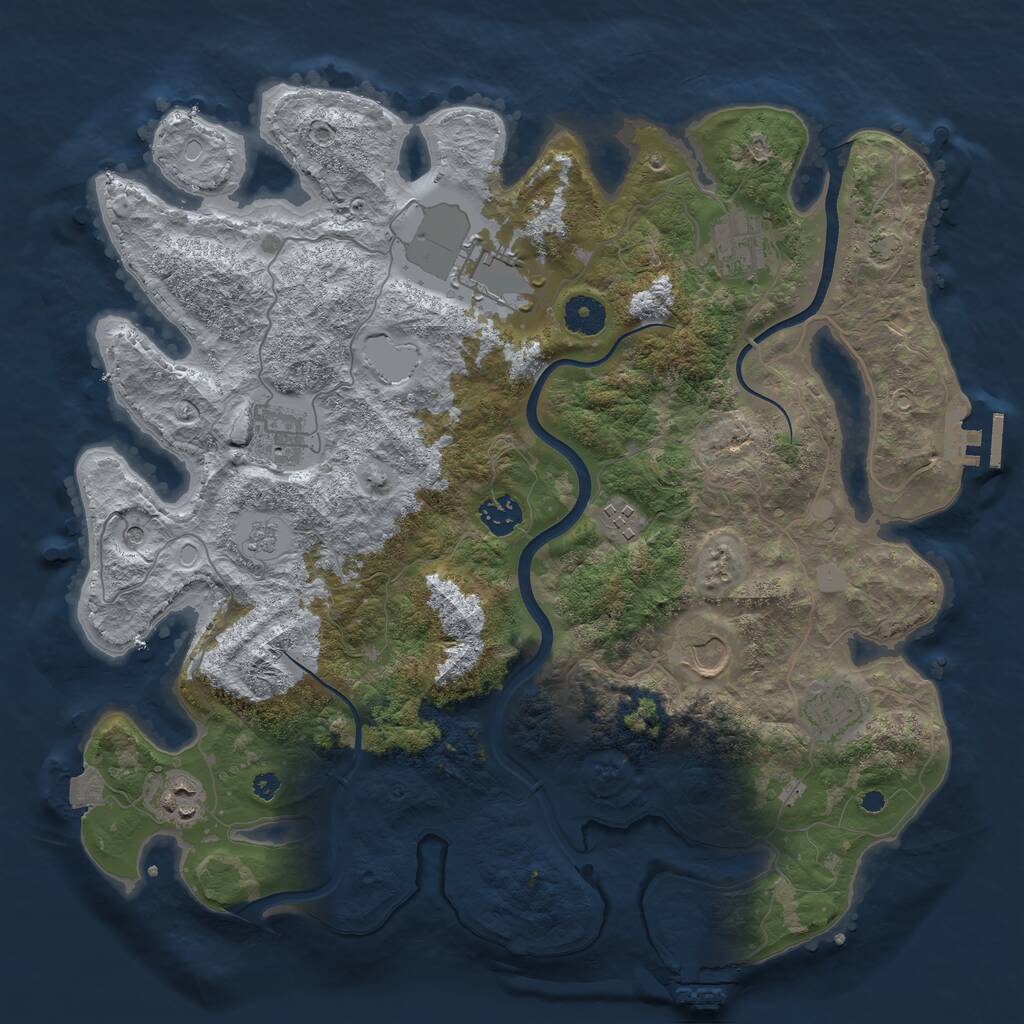 Rust Map: Procedural Map, Size: 3800, Seed: 10107, 14 Monuments