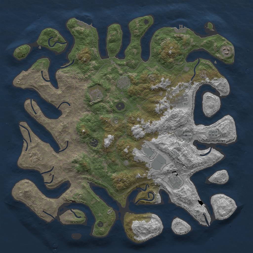 Rust Map: Procedural Map, Size: 4500, Seed: 1757891740, 14 Monuments