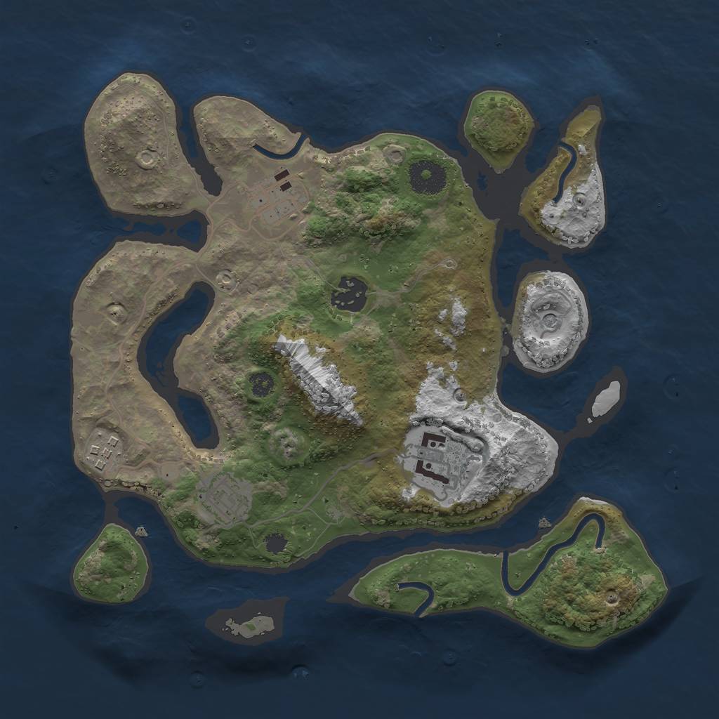 Rust Map: Procedural Map, Size: 3000, Seed: 629077029, 8 Monuments