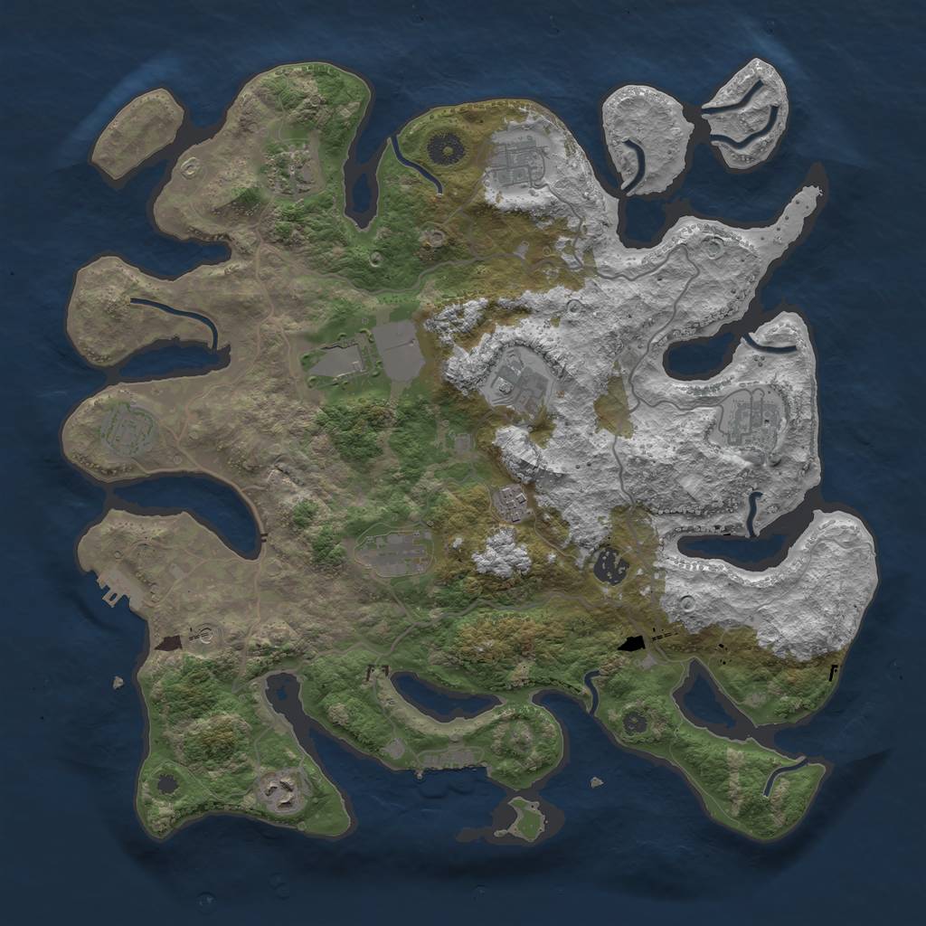 Rust Map: Procedural Map, Size: 4000, Seed: 2073913538, 15 Monuments