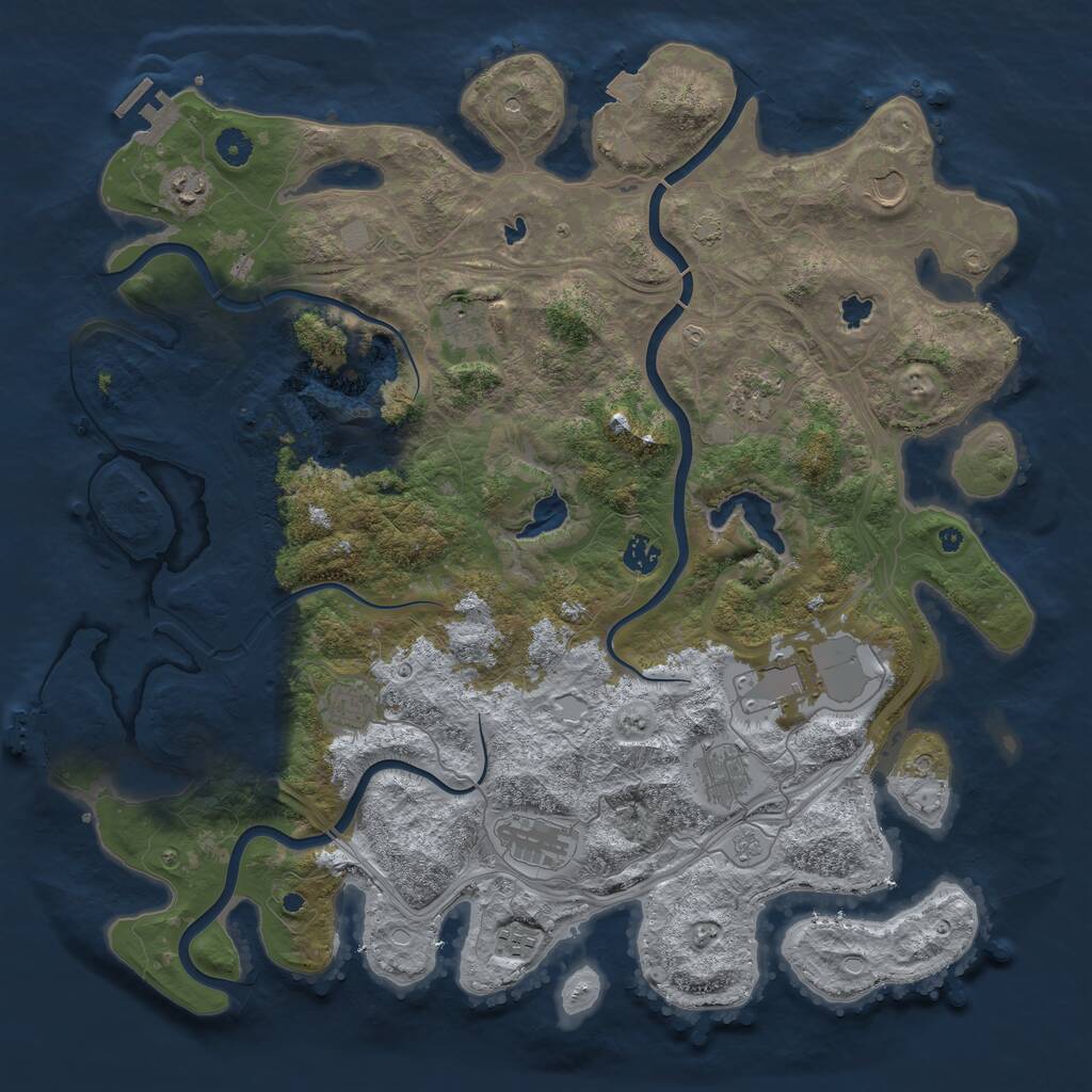 Rust Map: Procedural Map, Size: 4500, Seed: 1058714525, 16 Monuments