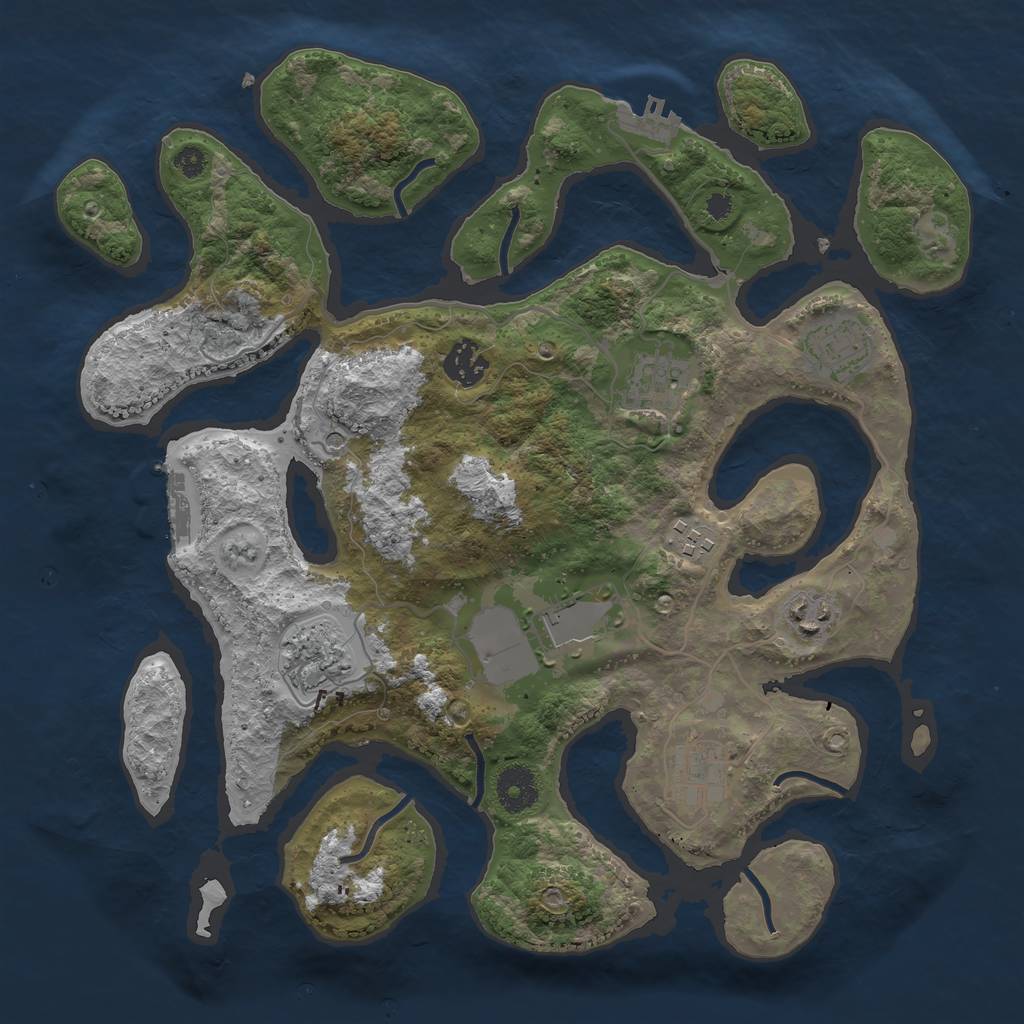 Rust Map: Procedural Map, Size: 3500, Seed: 9896344, 13 Monuments