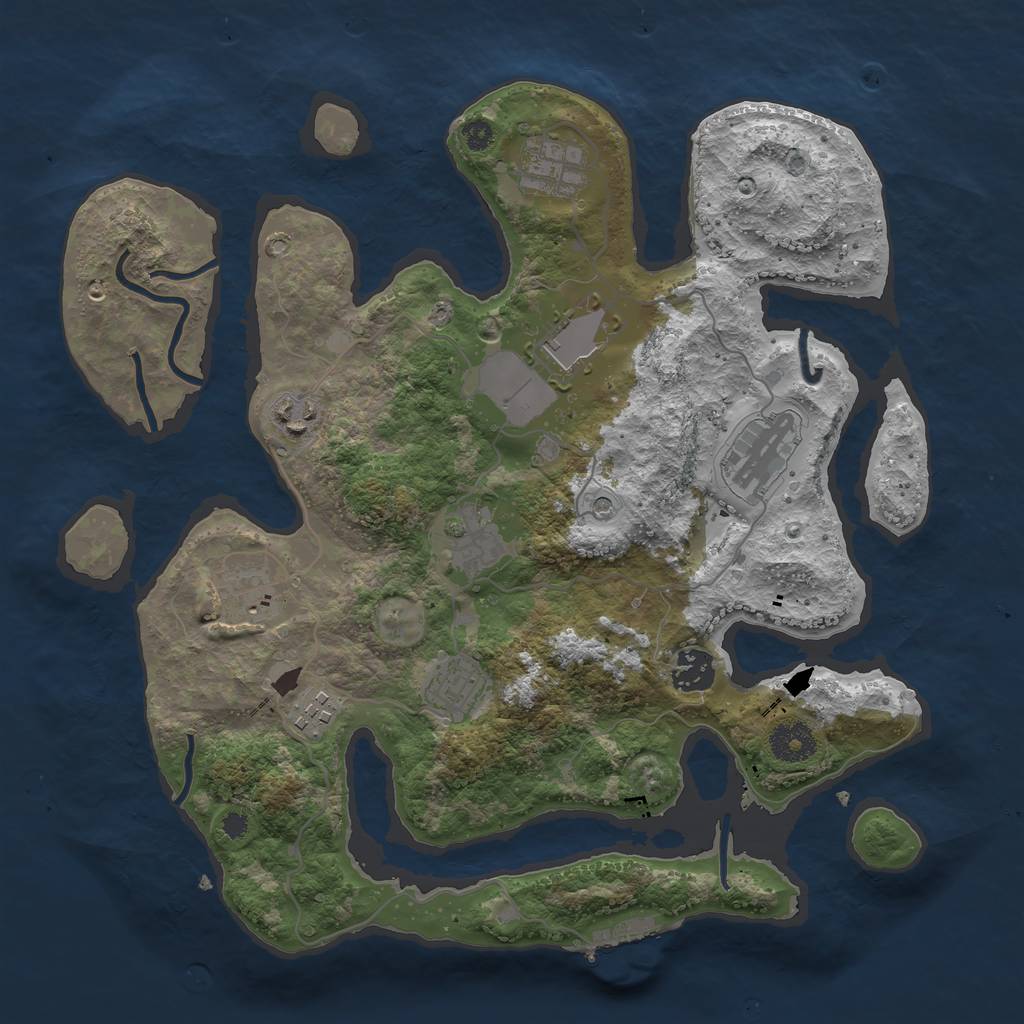 Rust Map: Procedural Map, Size: 3500, Seed: 427452, 13 Monuments