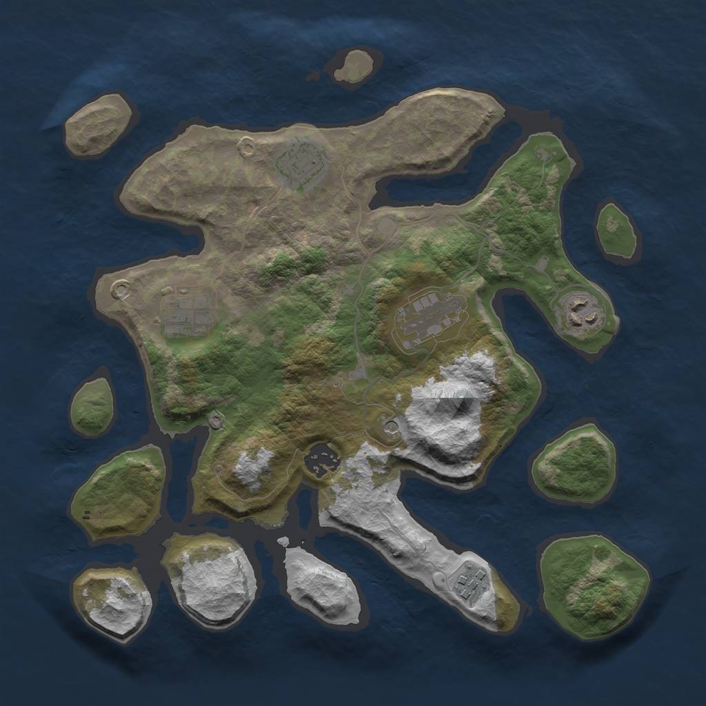 Rust Map: Barren, Size: 3200, Seed: 30, 9 Monuments