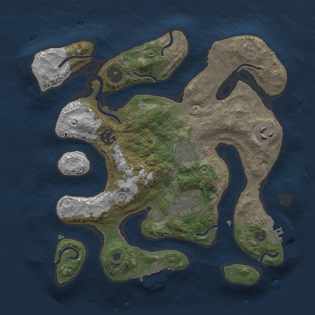 Rust Map: Procedural Map, Size: 3000, Seed: 1791540010, 9 Monuments