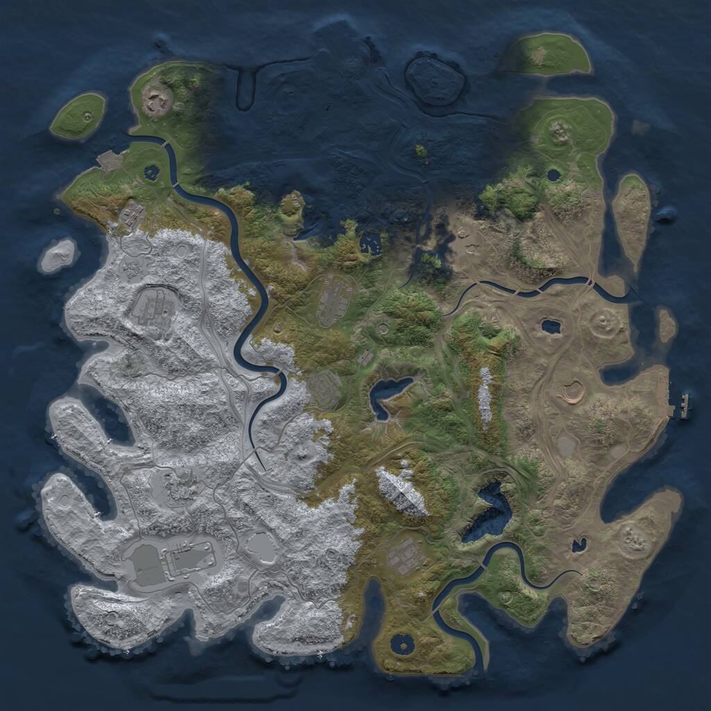 Rust Map: Procedural Map, Size: 4600, Seed: 832567, 17 Monuments