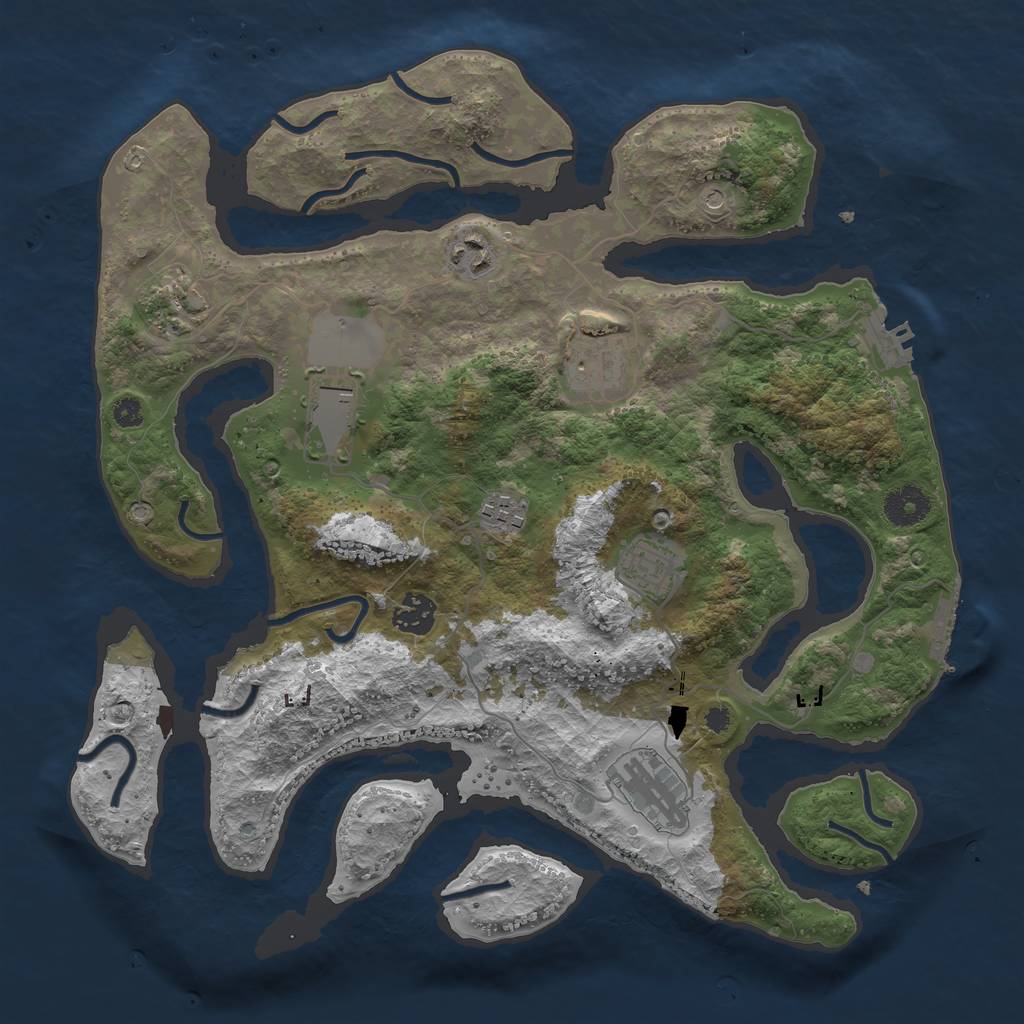 Rust Map: Procedural Map, Size: 3600, Seed: 6528424, 13 Monuments