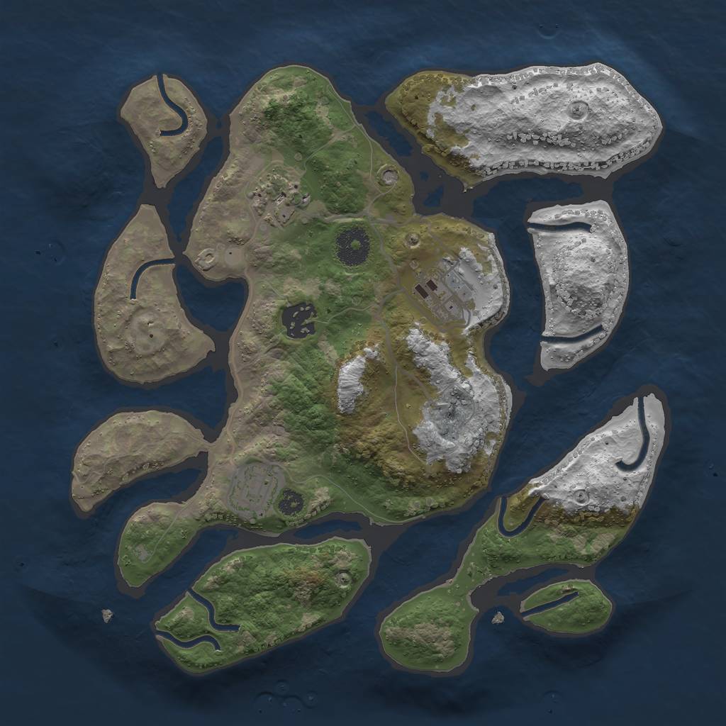 Rust Map: Procedural Map, Size: 3000, Seed: 7995, 6 Monuments