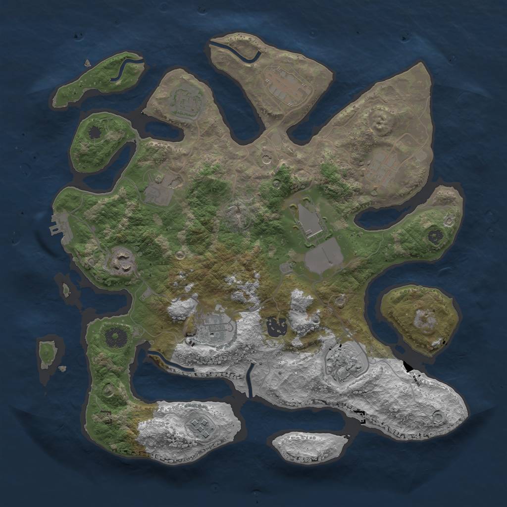 Rust Map: Procedural Map, Size: 3500, Seed: 1244224653, 14 Monuments