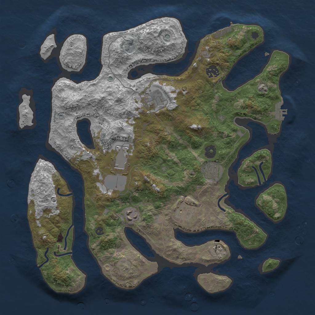 Rust Map: Procedural Map, Size: 3700, Seed: 931720508, 12 Monuments