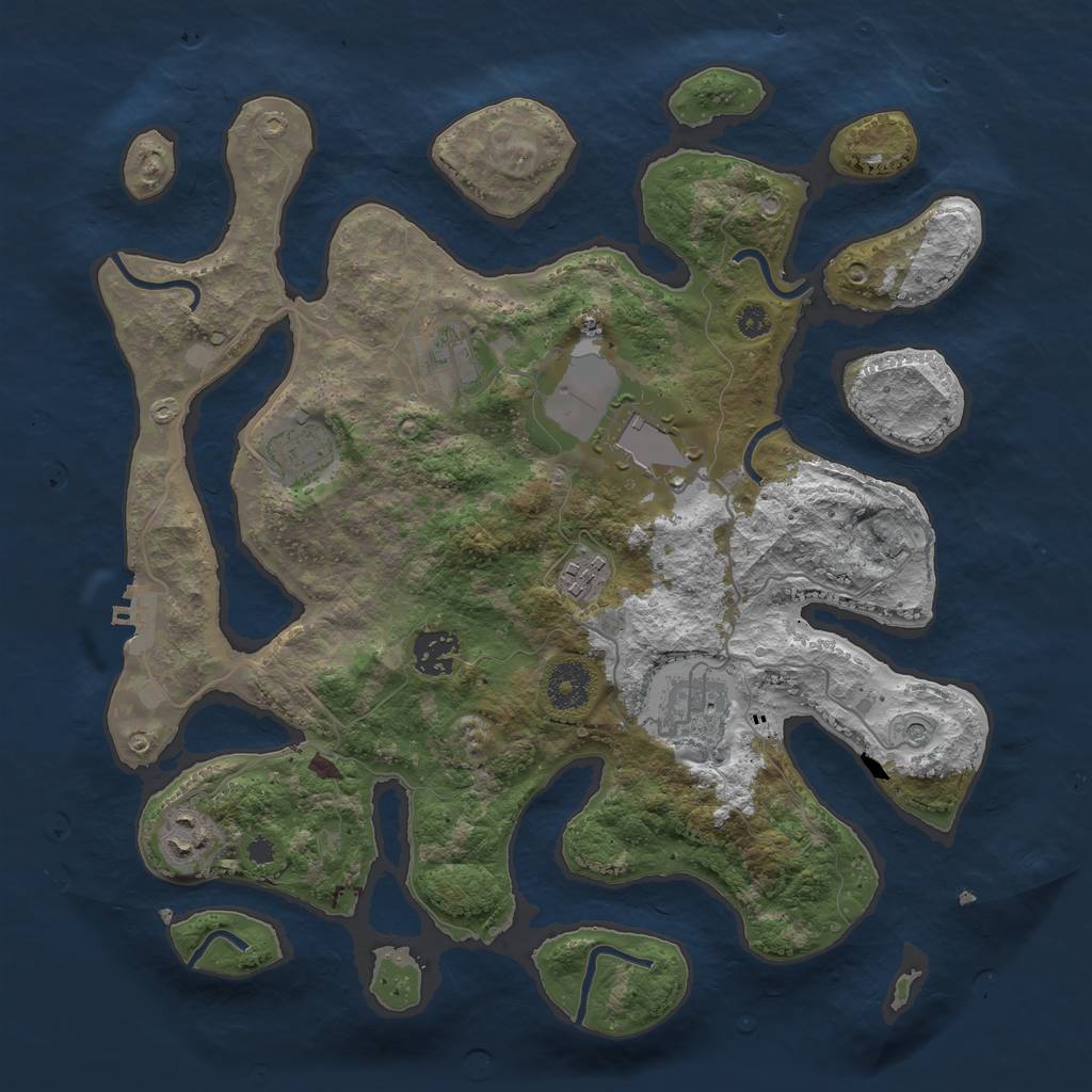 Rust Map: Procedural Map, Size: 3500, Seed: 965509881, 11 Monuments