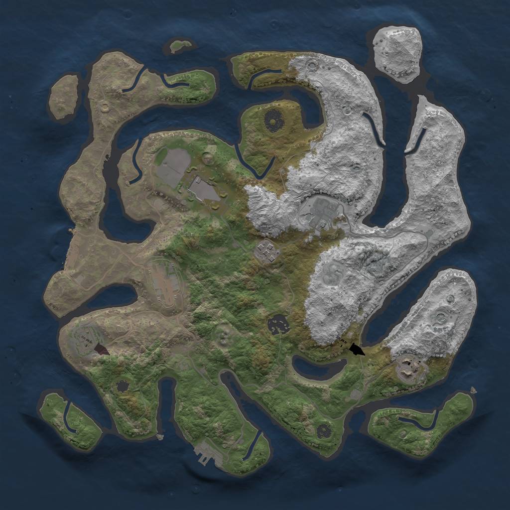 Rust Map: Procedural Map, Size: 3600, Seed: 210398217, 12 Monuments