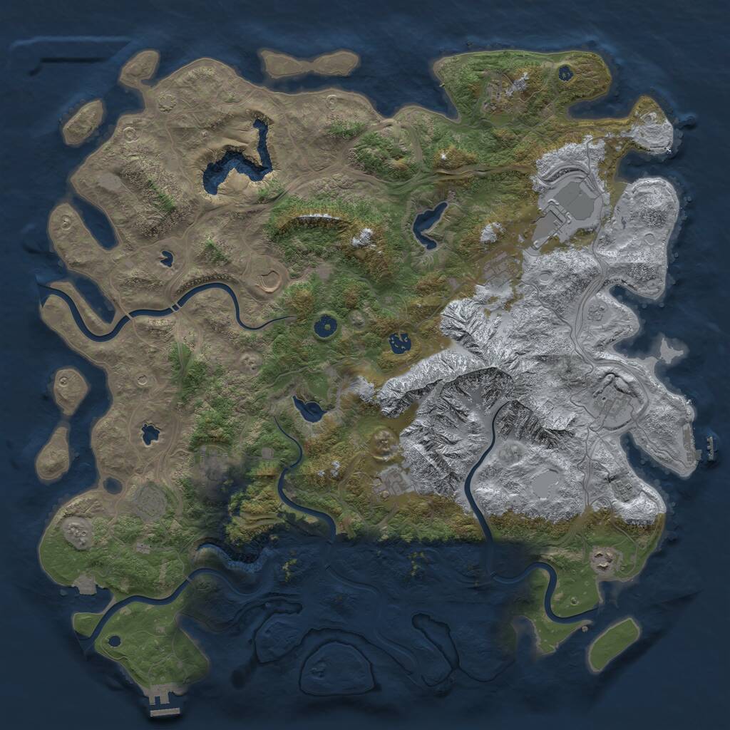 Rust Map: Procedural Map, Size: 5000, Seed: 1258625184, 17 Monuments