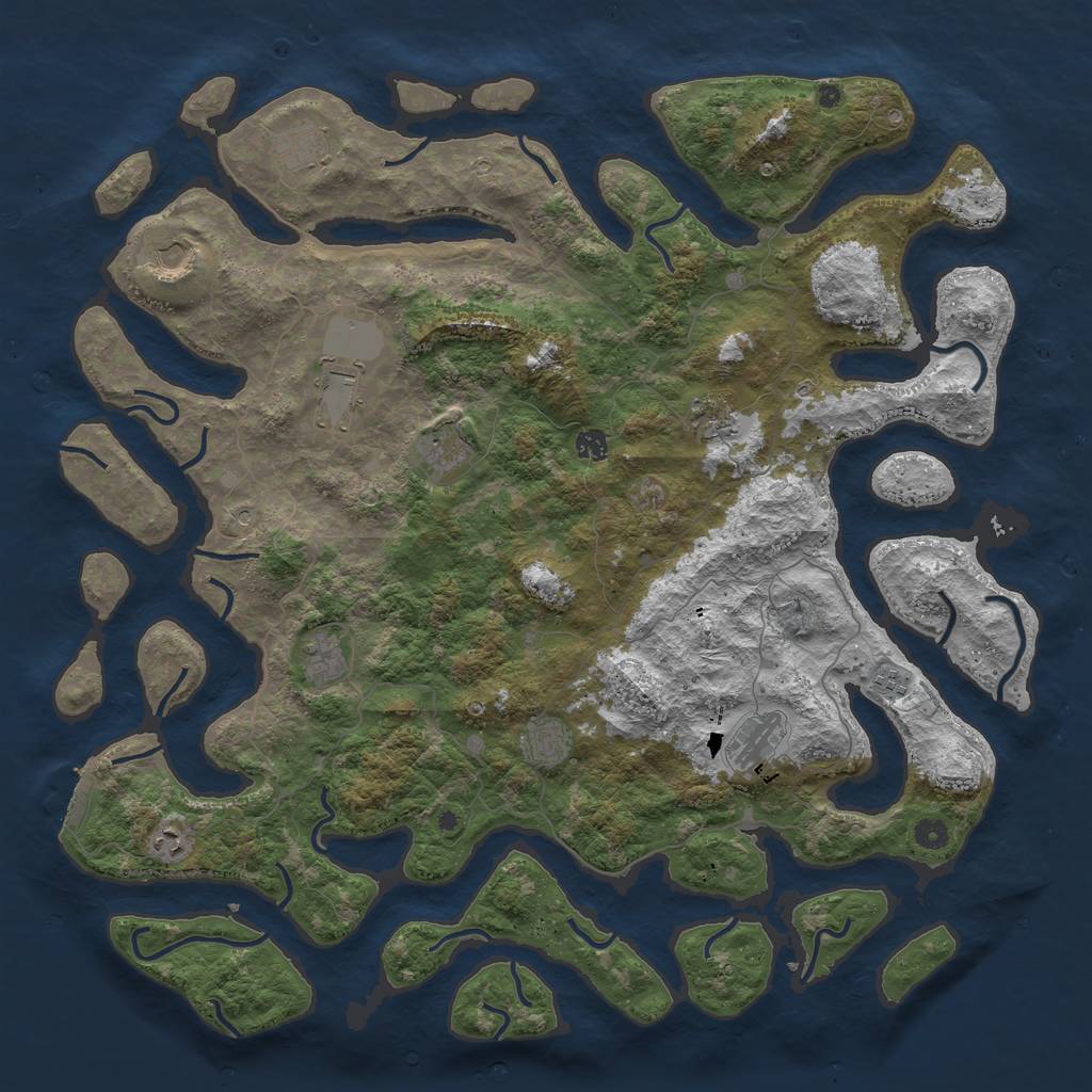Rust Map: Procedural Map, Size: 5000, Seed: 1258625184, 15 Monuments