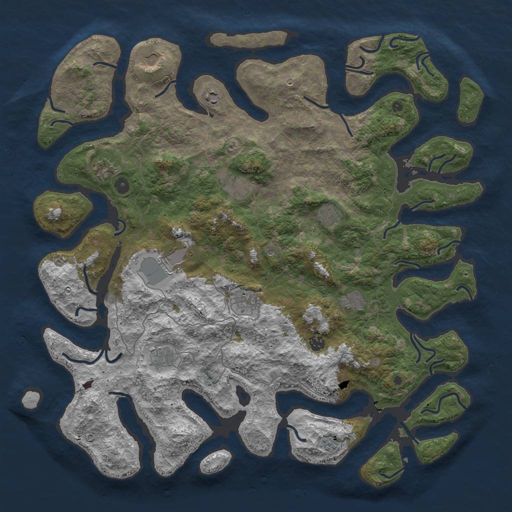 Rust Map: Procedural Map, Size: 5000, Seed: 798465, 14 Monuments