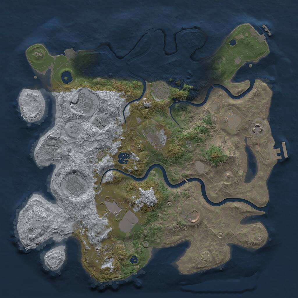 Rust Map: Procedural Map, Size: 3750, Seed: 68914292, 17 Monuments