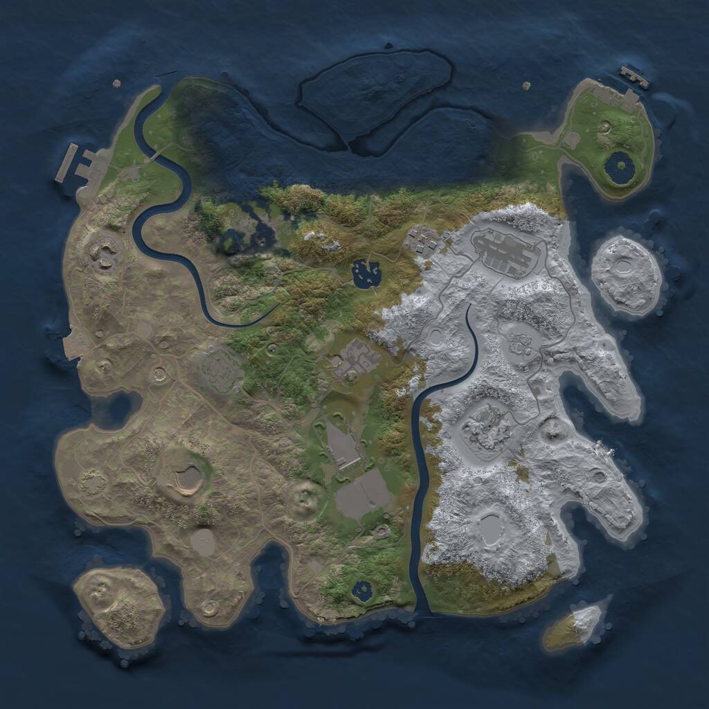 Rust Map: Procedural Map, Size: 3500, Seed: 1307765650, 16 Monuments