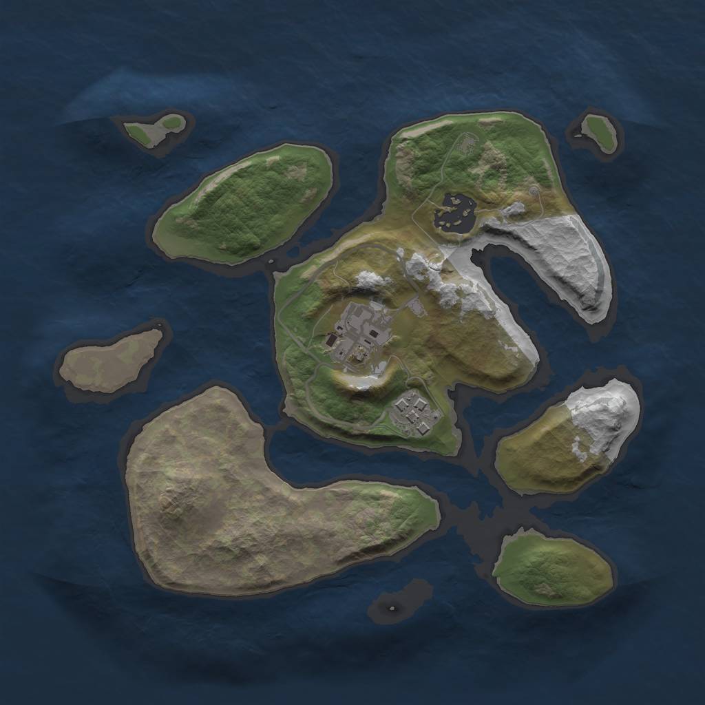 Rust Map: Barren, Size: 2500, Seed: 1337, 5 Monuments