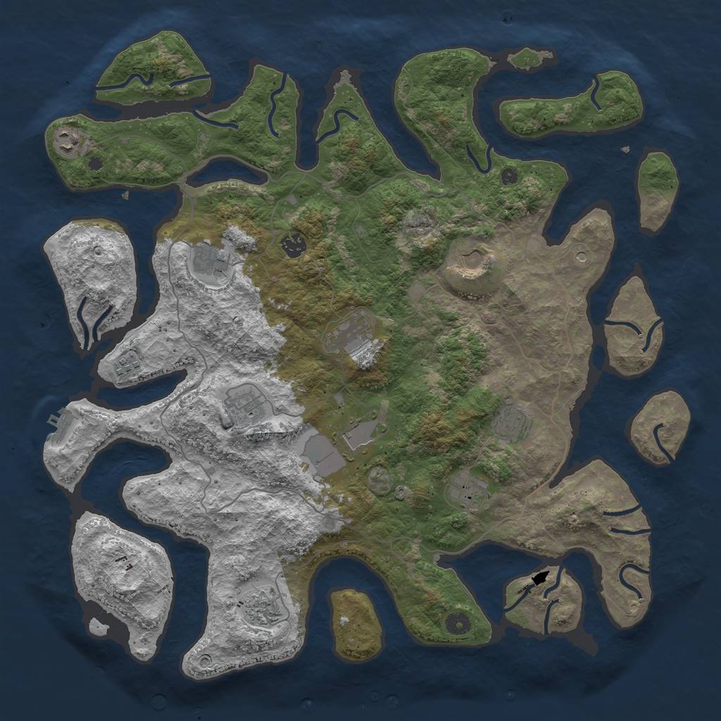 Rust Map: Procedural Map, Size: 4500, Seed: 174893, 15 Monuments