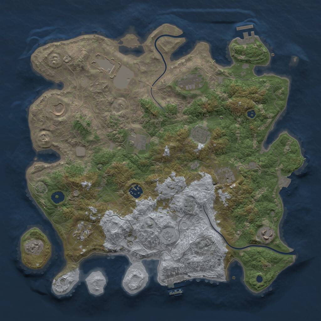 Rust Map: Procedural Map, Size: 3850, Seed: 735114484, 16 Monuments