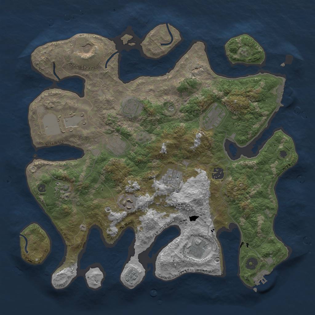 Rust Map: Procedural Map, Size: 3850, Seed: 735114484, 16 Monuments