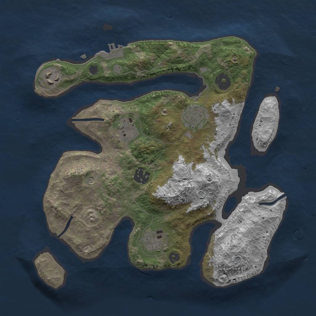 Rust Map: Procedural Map, Size: 3000, Seed: 3859, 9 Monuments