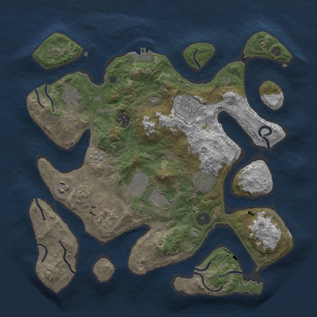 Rust Map: Procedural Map, Size: 3500, Seed: 17213, 12 Monuments