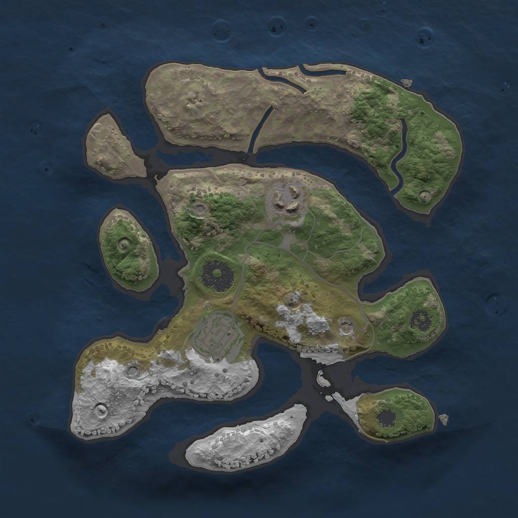 Rust Map: Procedural Map, Size: 2450, Seed: 83655, 5 Monuments